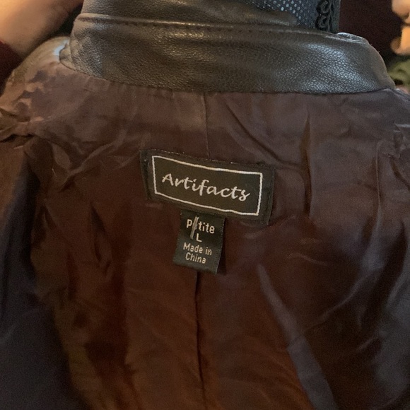 🐮Genuine Leather black coat jacket with brown button inner pocket - Picture 4 of 6